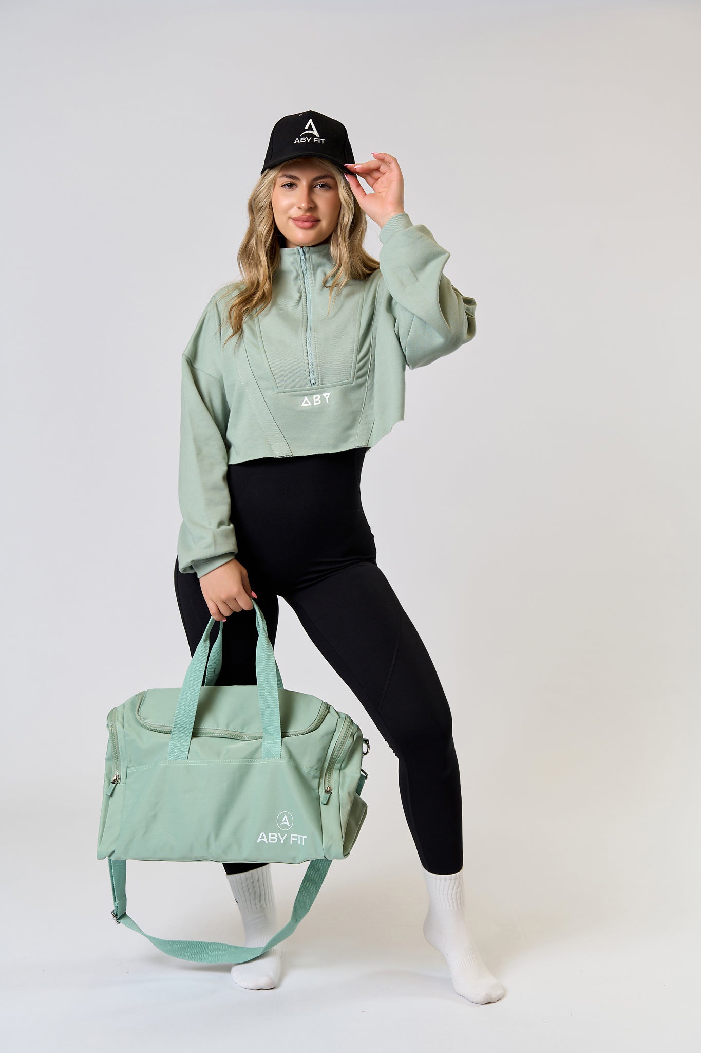 Bluza CROP ZIP Verde menta