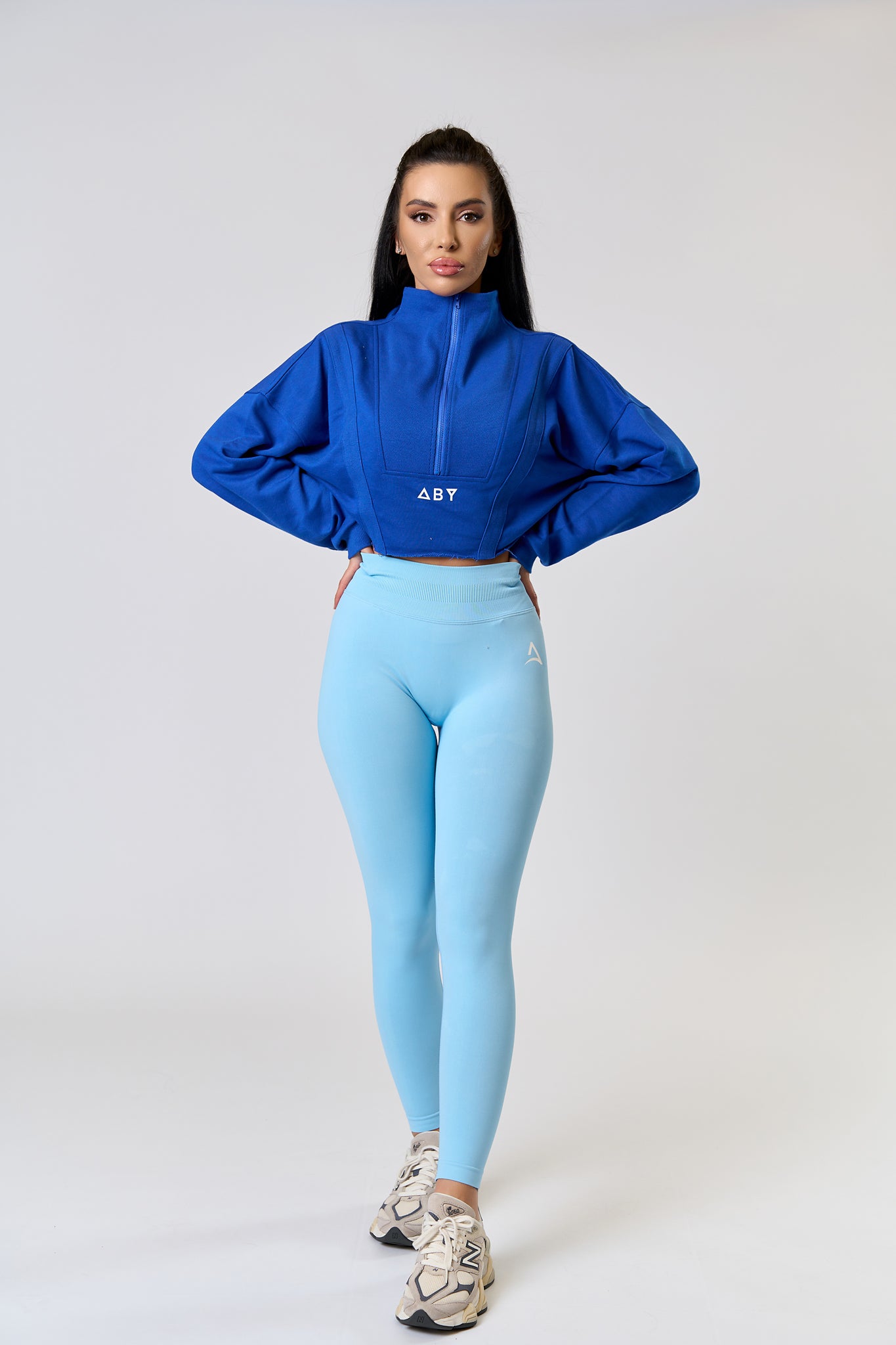 Bluza CROP ZIP Albastra