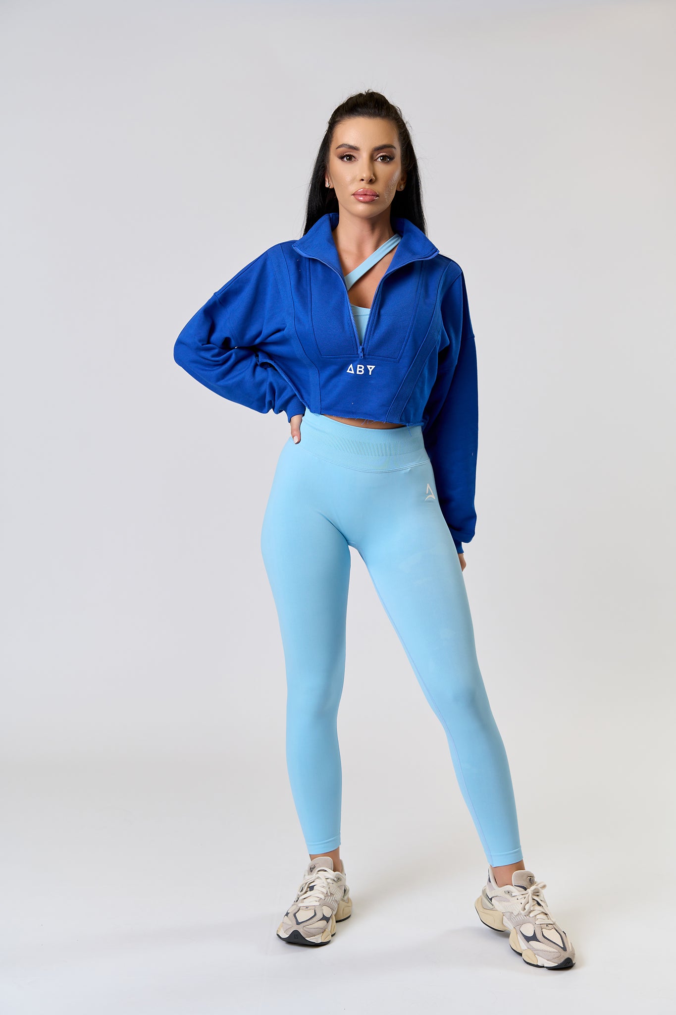 Bluza CROP ZIP Albastra