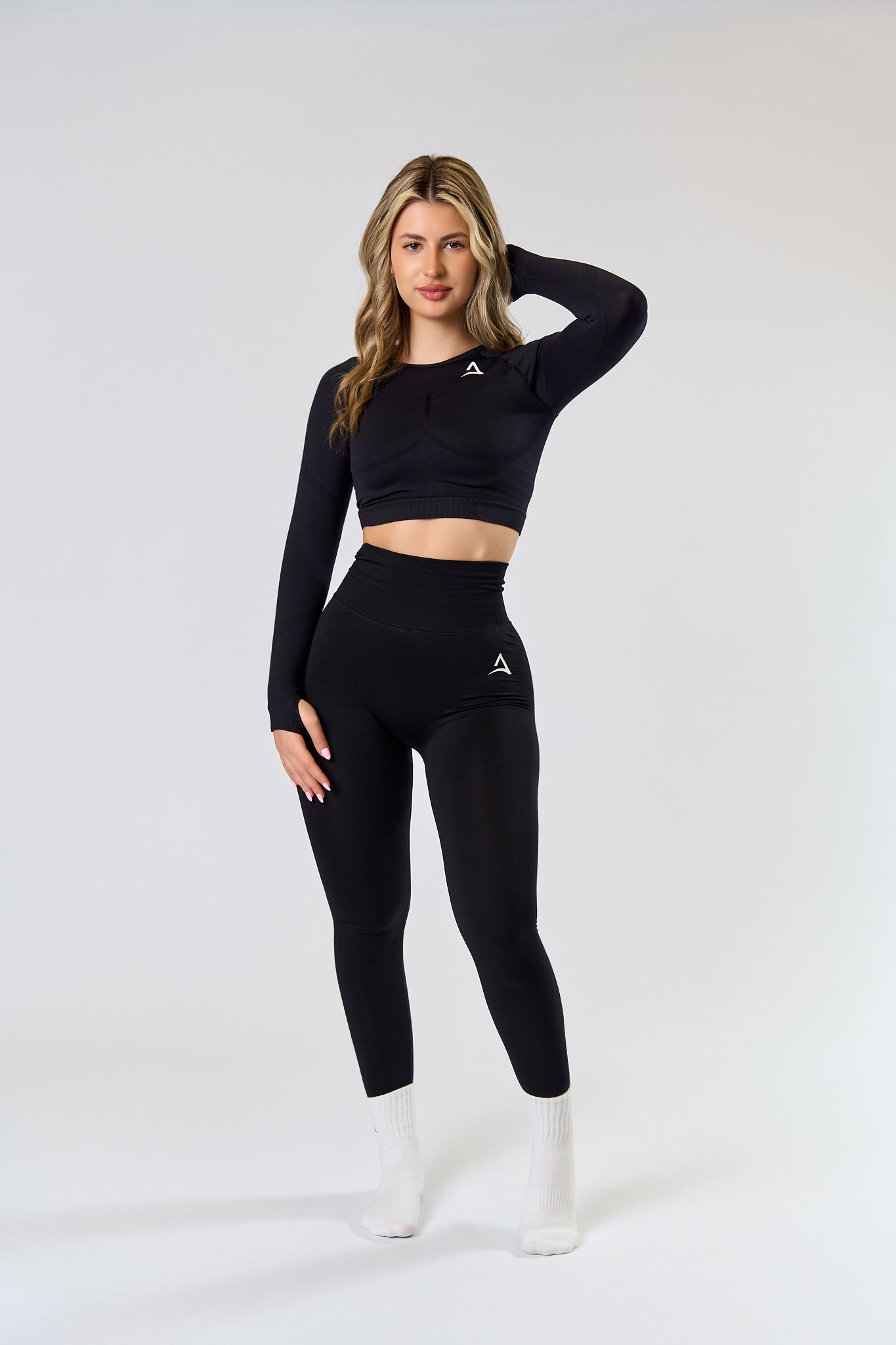 Top SEAMLESS LONG Negru