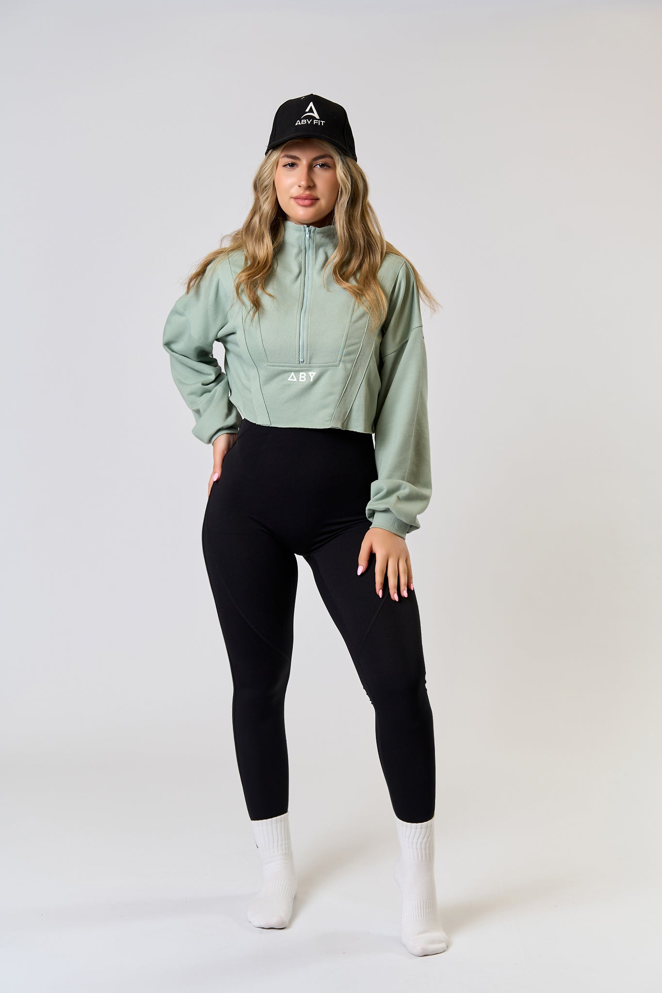 Bluza CROP ZIP Verde menta