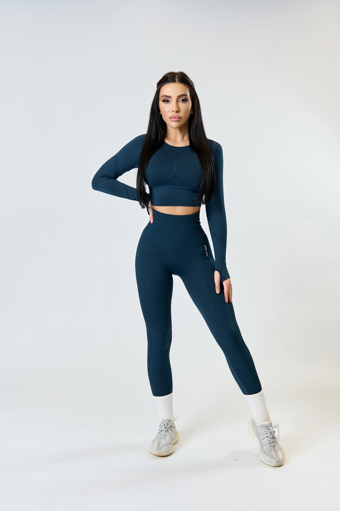 Set SEAMLESS LONG Verde petrol